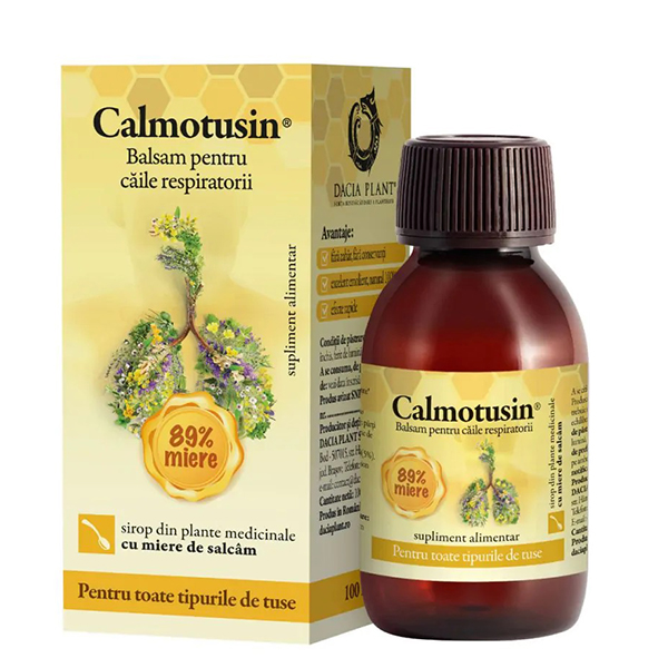 Calmotusin sirop cu miere de salcam (Balsam pt caile respiratorii) Dacia Plant - 100 ml